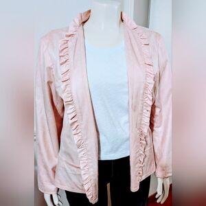 Chico's Animal Snake Print Pale Pink S 2 Lined Blazer Open Front Jacket
